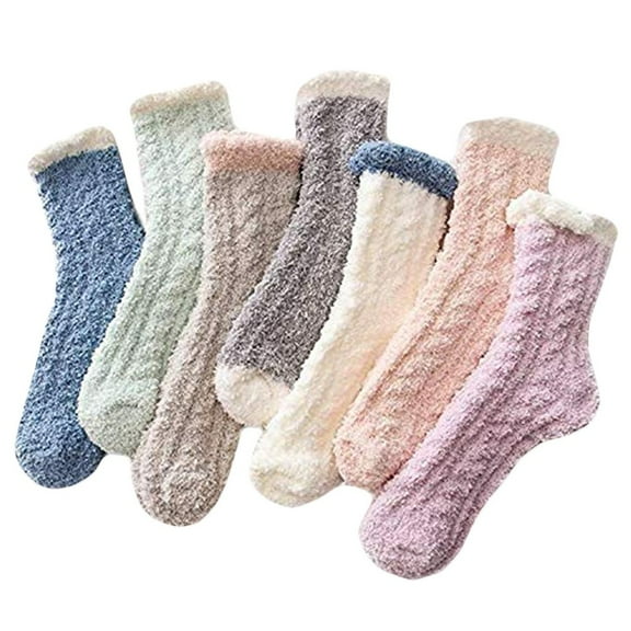 MZXELPRJD No Show Socks Womens 7 Pairs Patchwork Cotton Socks Multi-Color Cute Winter Socks, White Ankle Socks Woman