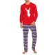 thumbnail image 2 of Pijama de dos piezas con pantalón navideño de manga larga a rayas para hombre Pompotops  oipoqjl8999, 2 of 9