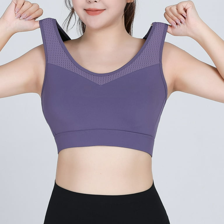 RQYYD High Impact Sports Bras for Women Plus Size Racerback Workout Bra for Running  Fitness Purple XL 