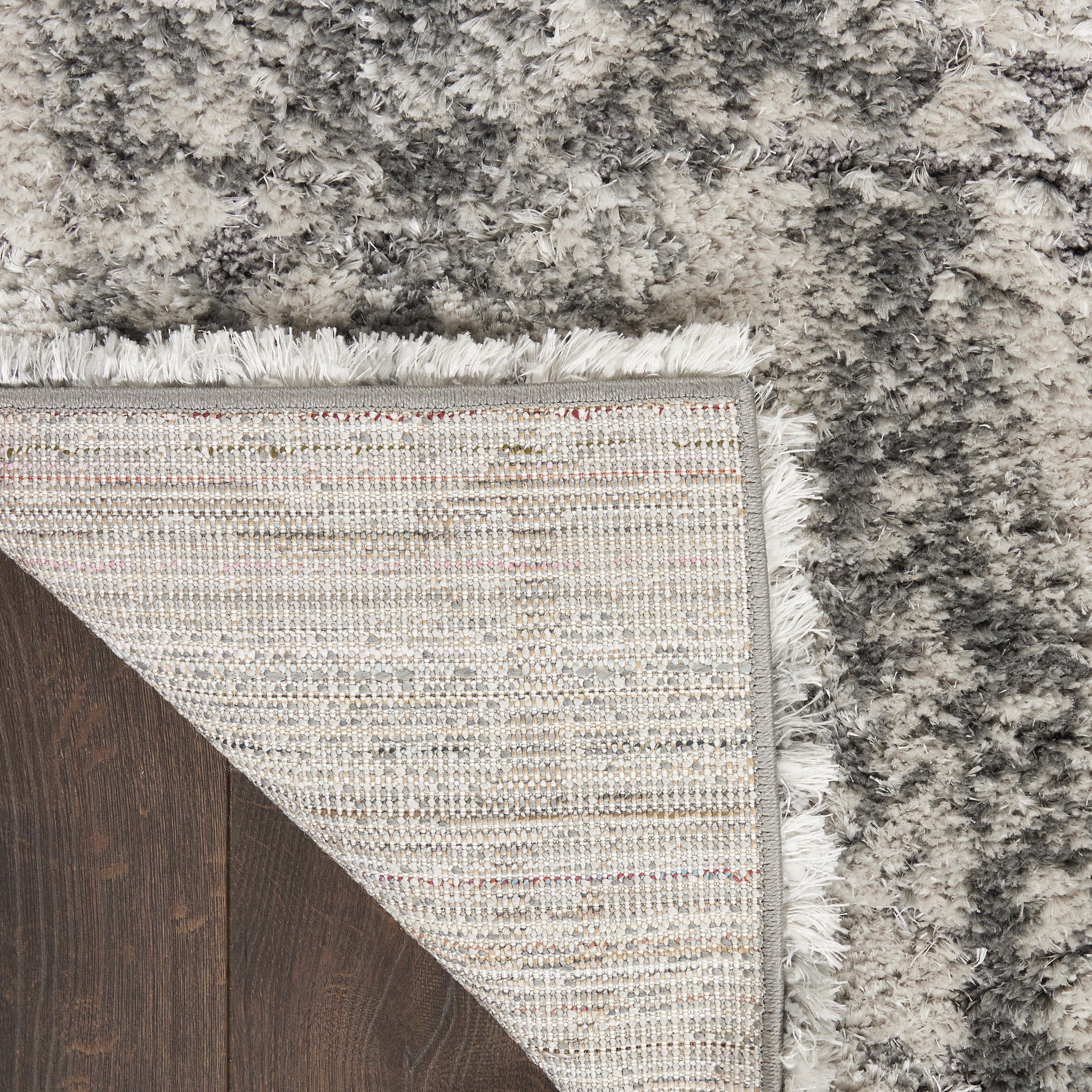 Nourison Dreamy Shag Abstract Contemporary Ivory/Charcoal 5'3" x 7'3" Area Rug