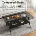 thumbnail image 3 of Rectangle Coffee Table with Tempered Glass top and Black MDF Shelf, Modern Table for Living Room, Gray Glass, 3 of 5