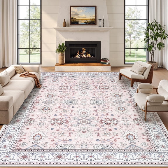 Area Rug, Vintage Boho Rug,Ultra-Soft Low Pile, Washable, Non Slip,Stain Resistant Printed Carpet for Living Room Bedrooms Playroom Office Kitchen