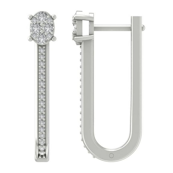 Araiya 10K White Gold Diamond Hoop Earrings for Women (3/8 cttw, I-J Color, I2-I3 Clarity)