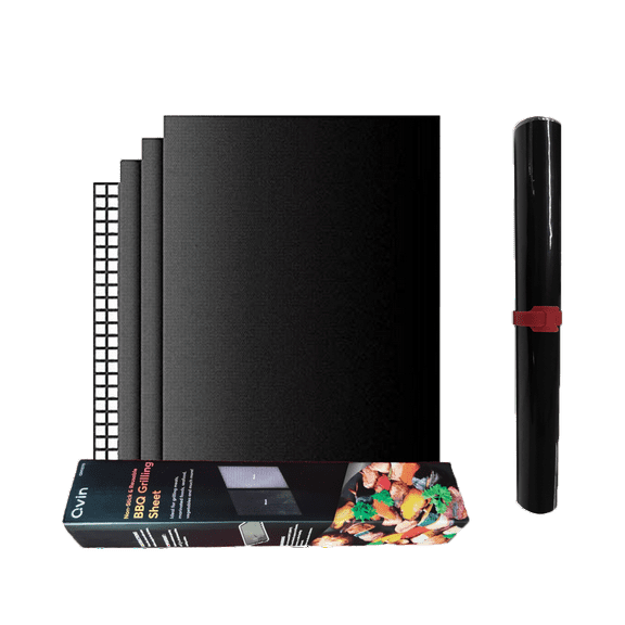 Non-Stick BBQ Grill Mat For Outdoor Grill And Baking. Reusable, Easy To Clean,BBQ Grill Accessories, Air fryer Accessories, 1 Mesh &3 Mats, 15.75 x 13In,Black