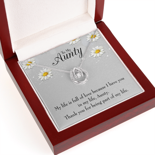 Merci Tantine Chanceux Fer à Cheval Collier Message Carte 14k w CZ Cristaux