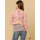 thumbnail image 4 of INSPIRE CHIC Blusa Con Cuello Con Volantes Para Mujer, Blusas Transparentes De Encaje Con Mangas 3/4 Corazón blanco rojo XS, 4 of 6