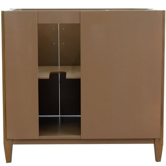 MCM 37" Single Solid Wood Vanity with Right Oval Sink in Walnut/Gray
