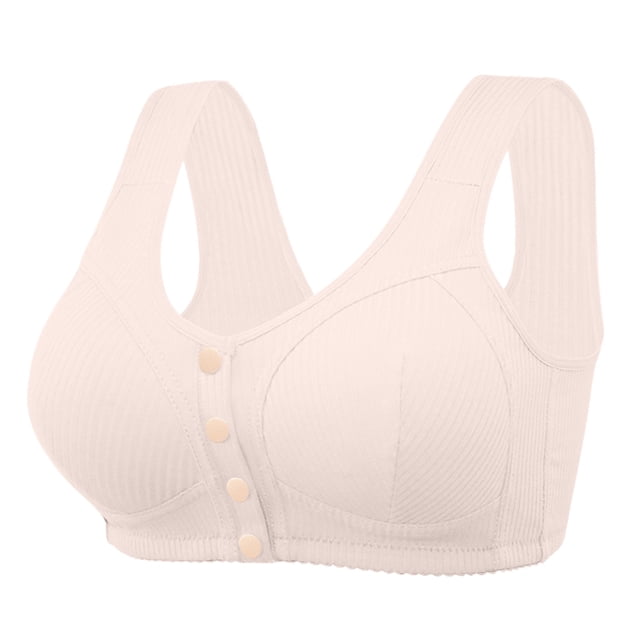MIASHUI Bras for Women Comfortable New Thread Cloth Pure Front Button Medium and Old Age Large Size No Steel Ring Bra