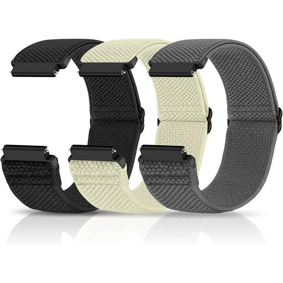 XIHAMA 3 Pack Compatible with 18mm 19mm 20mm 22mm Watch Bands Quick Release Replacement Wristband, Adjustable Stretchy Nylon Solo Loop Straps Fabric Braided Sport Elastic Bands for Men Women