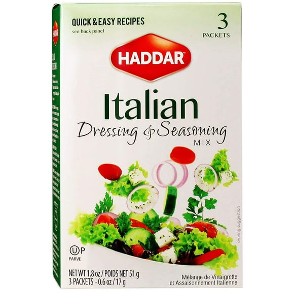 Haddar, Gluten Free Italian Dressing & Seasoning Mix 1.8oz, 3 Packets For Seasoning and Salad Dressing