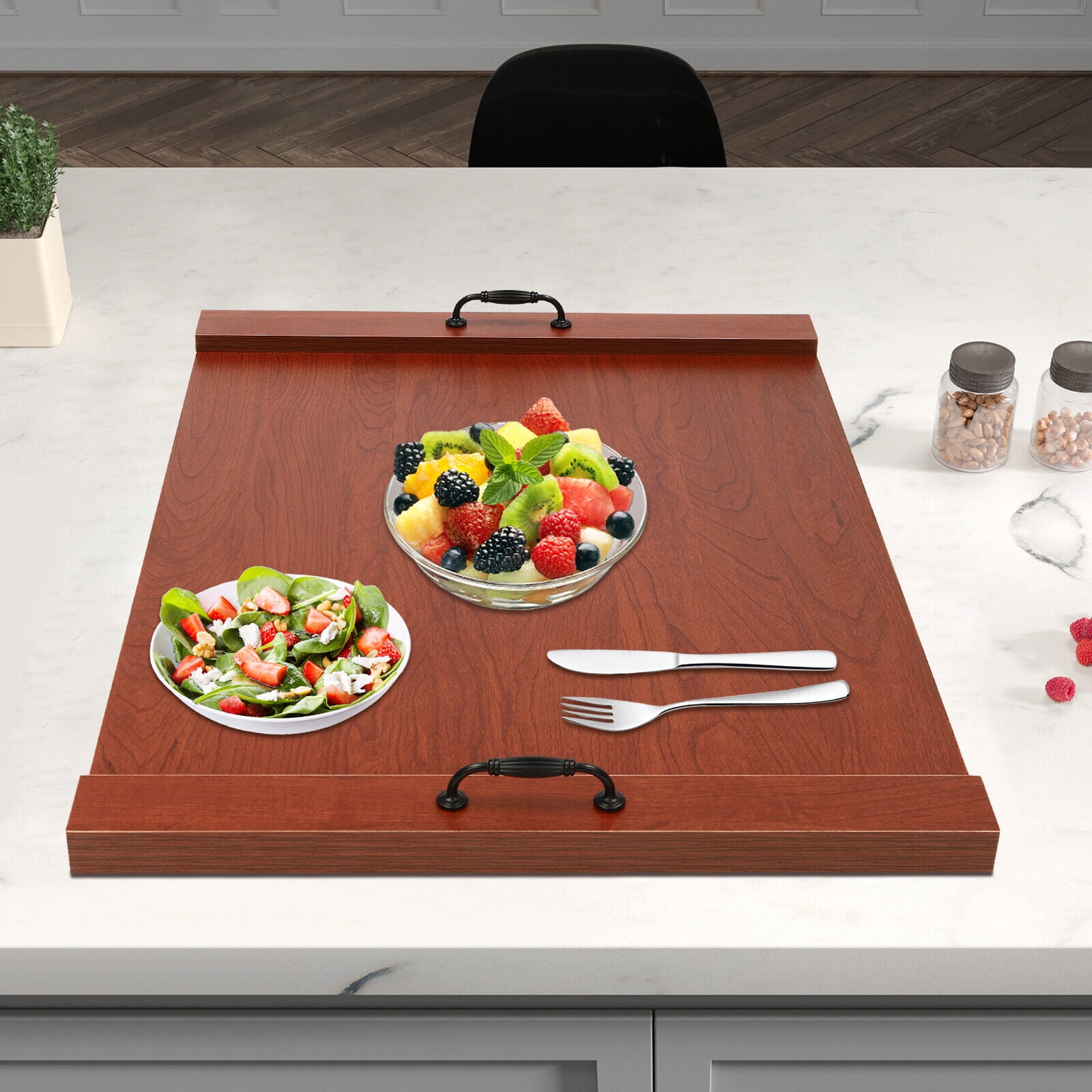 Fichiouy Wooden Stove Top Cover Board with Handles for Electric Stove and Gas Stove