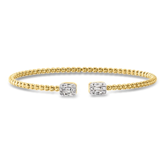 Ross-Simons 0.50 ct. t.w. Diamond and 18kt Gold Over Sterling Bead Cuff Bracelet, Women's, Adult