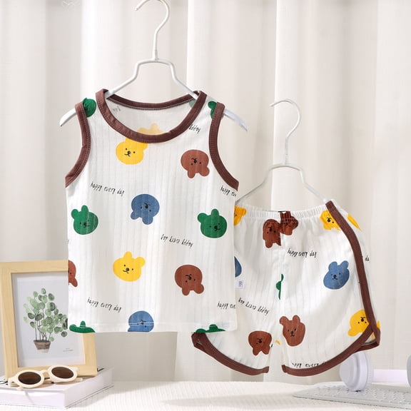 JCCXIN Toddler Baby Boy Girl Summer Clothes Sets O-Neck Sleeveless Tops And Shorts Set 2 Piece Outfit Sets Sleep Cute Set Adorable Dailywear