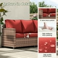 thumbnail image 2 of POTEBAN Patio Furniture Set with 44" Fire Pit Table, 9 Pieces Outdoor Sectional Conversation Sets with Swivel Chair & Ottoman for Garden Backyard Deck, Wine Red, 2 of 9