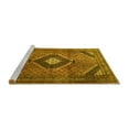 thumbnail image 2 of Ahgly Company Machine Washable Indoor Rectangle Medallion Yellow Traditional Area Rugs, 8' x 10', 2 of 4