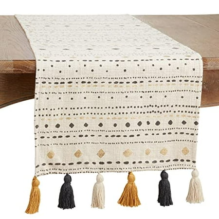 

Fennco Styles Diamond Dash Printed Tassel Cotton Table Runner 16 W x 72 L - Multicolored Geometric Table Cover for Home Décor Everyday Use Banquets Holidays Family Gatherings and Special Occasion