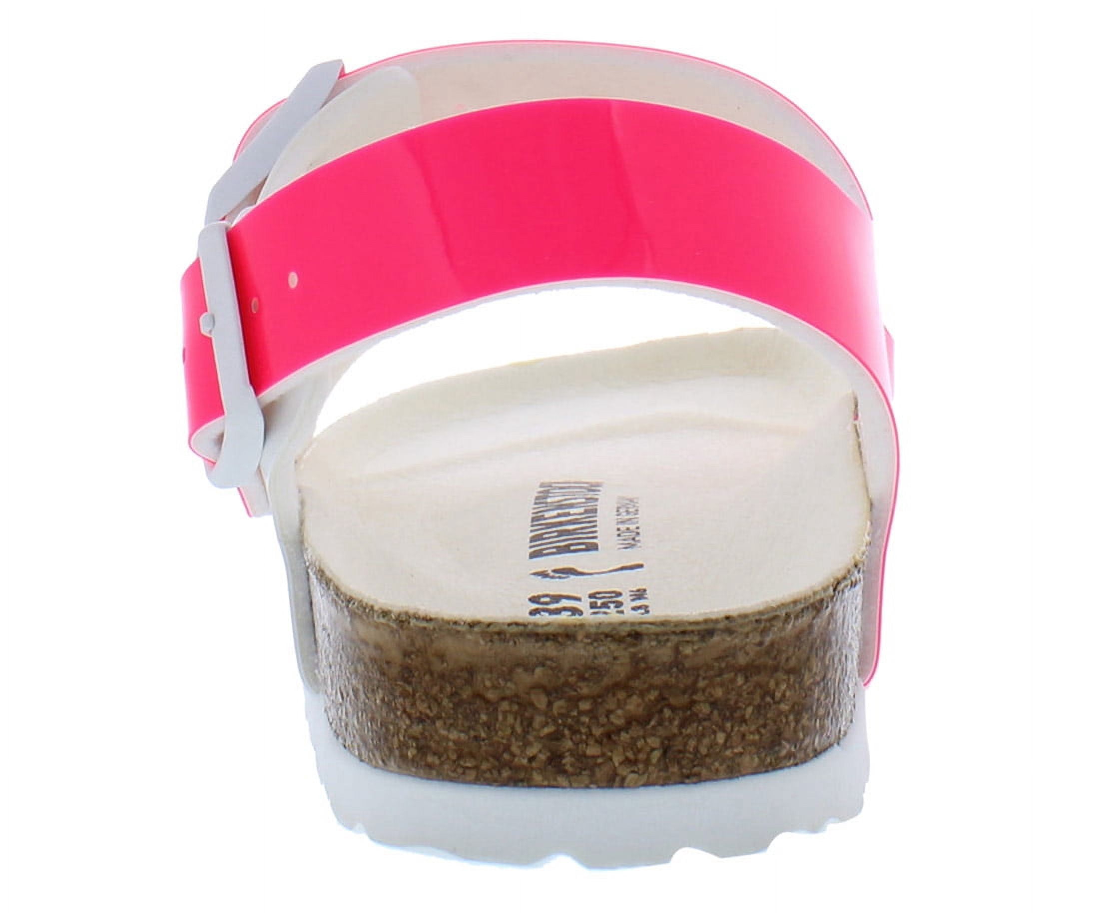 Birkenstock Milanos BS Narrow Unisex Shoes Size 5, Color: Patent Neon Pink/White