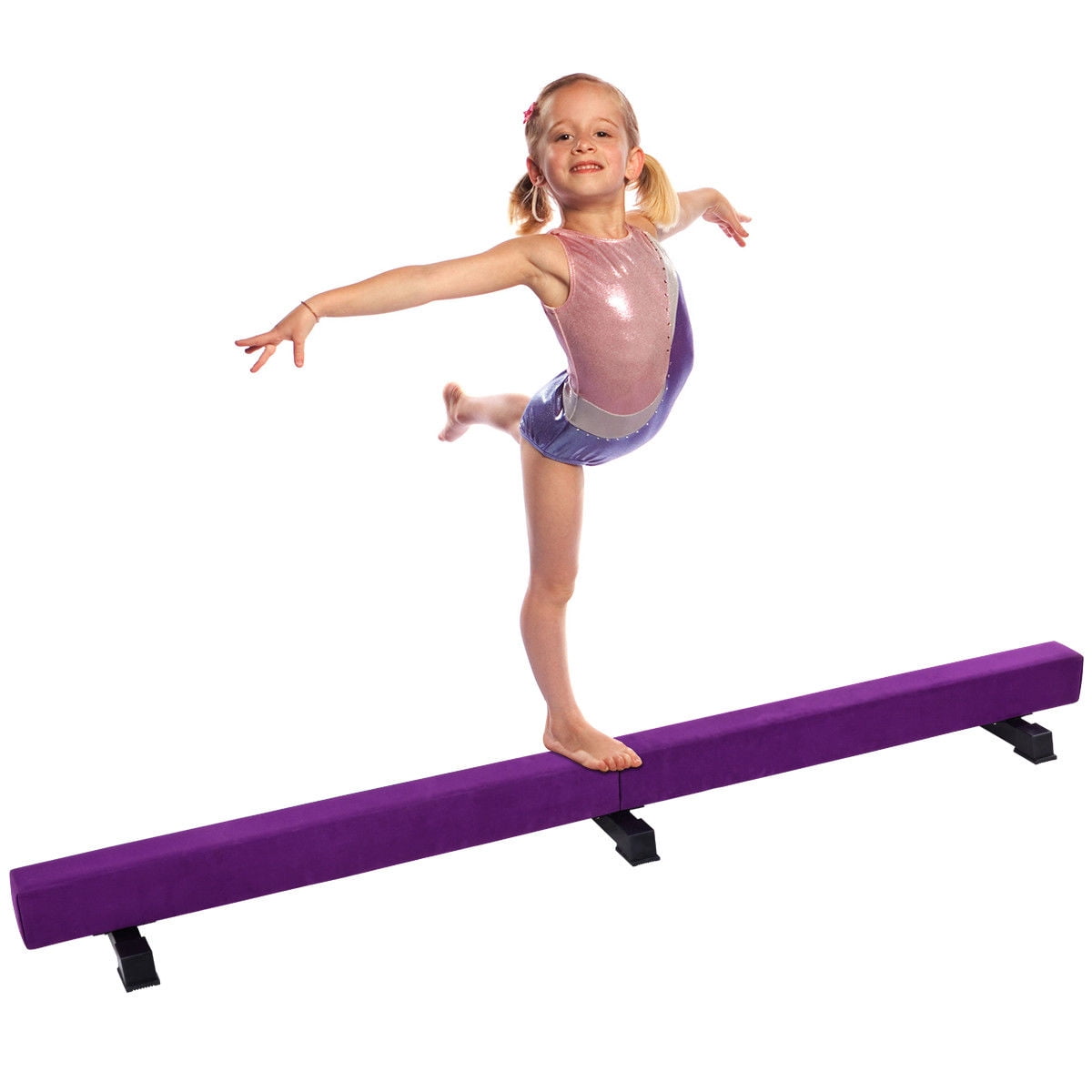 Costway 8FT Suede Training Floor Balance Beam Gymnastics Equipment Kids Practice Purple by Costway
