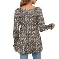 thumbnail image 3 of Womens Boho Floral Blouse Ruched Lantern Sleeve Shirts Ruffle Hem Peplum Tops V Neck Long Sleeve Flowy T-Shirts, 3 of 5