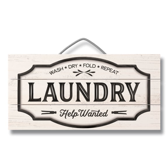 CounterArt "Laundry Help Wanted" Slatted Pallet Wood Wall Sign 12" by 6"