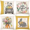 thumbnail image 1 of RV Juego de 4 fundas de cojín, funda de cojín de 45 x 45 cm, fundas de almohada decorativas para sofá, dormitorio, silla, cama, jardín (huevos de conejo) Rojo Verde, 1 of 5