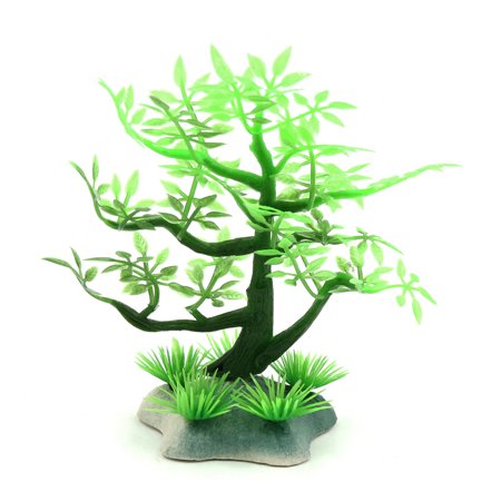 Green Plastic Tree Fishbowl Betta Tank Landscaping Ornament Home