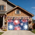 thumbnail image 2 of 4th of July Garage Door Cover Banner 6 x 13 FT,Independence Day Patriotic Fireworks Red Blue Garage Door Curtains Backdrop with Grommets for Indoor Outdoor Wall Party Porch Yard Decor Background, 2 of 8