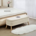thumbnail image 2 of HOMCOM 47 Inches Storage Ottoman Bench, Upholstered End of Bed Bench, Beige, 2 of 10