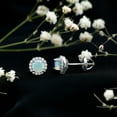 thumbnail image 5 of Rosec Jewels Round Shape Ethiopian Opal Stud Earrings with Moissanite Halo (AAA Quality), 925 Sterling Silver, 5 of 8