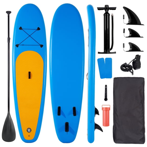 Naipo 10FT Inflatable Paddle Board 30in Wide Design Stand Up Paddle Board with Paddle Accessories for Family Beginners Youth Blue Yellow