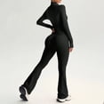 thumbnail image 6 of Afdoent Workout Sets For Women High Waisted Flare Leg Yoga Long Sleeve And Pants Workout Outfit For Fitness Solid Color Active Wear, 6 of 6