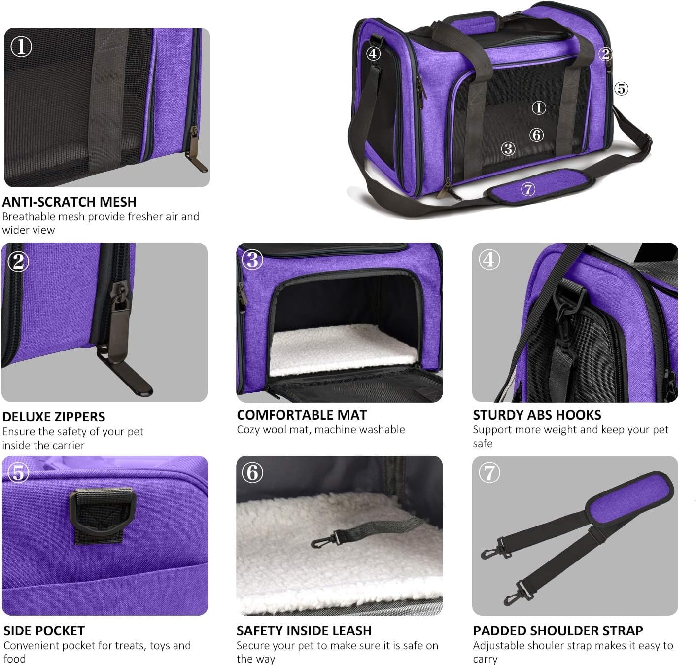 Cat, Dog Carrier for Small Medium Cats Puppies up to 15 Lbs, TSA Airline Approved Carrier Soft Sided, Collapsible Travel Puppy Carrier