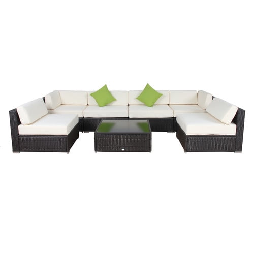 Auro 7 Piece Outdoor Wicker Modular Seating Set with Aluminum Frame by Auro Furniture