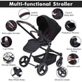 thumbnail image 4 of Foldable baby stroller - lightweight aluminum frame, waterproof fabric, reversible backrest, adjustable footrest, canopy peekaboo window, grande almacenamiento basket, cup holder & safety harn..., 4 of 10