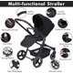 thumbnail image 4 of Foldable baby stroller - lightweight aluminum frame, waterproof fabric, reversible backrest, adjustable footrest, canopy peekaboo window, grande almacenamiento basket, cup holder & safety harn..., 4 of 10