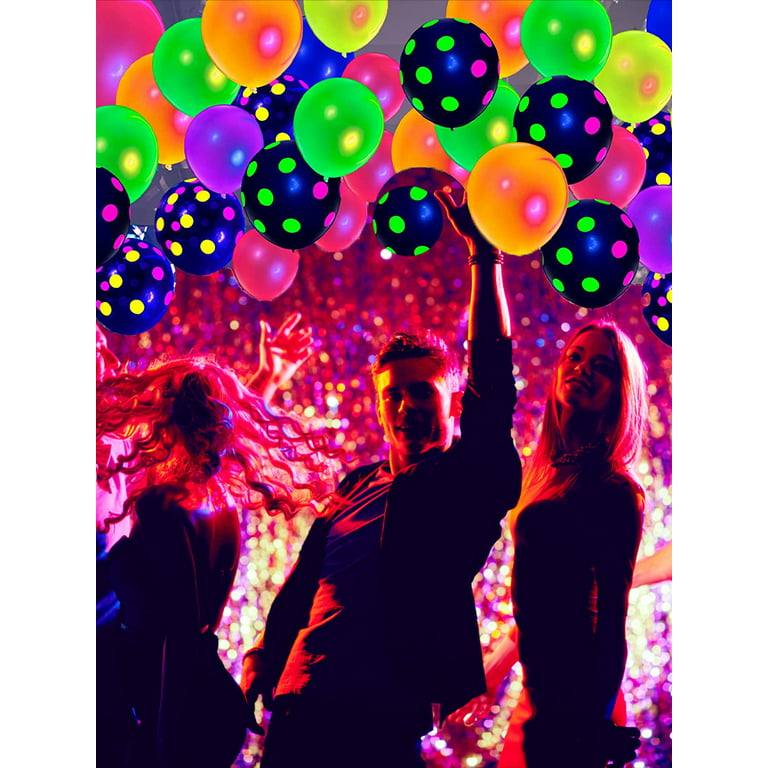 Qenwkxz 90pcs UV Neon Balloons 12 Neon Polka Dot Glow Party Blacklight  Purple Balloons Glow in the dark,Latex Helium Balloon for  Birthday,Wedding,Neon Party,Christmas Decor Supplies 