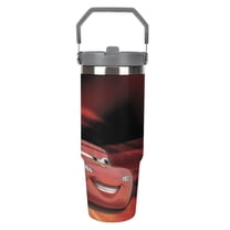 Cars 30oz Insulated Stainless Steel Tumbler with Leak-Proof Flip Straw & Ergonomic Handle - Car Cup Holder Friendly Travel Mug for Coffee, Iced Drinks, Gym, Road Trips, Office Double Wall Vacuum