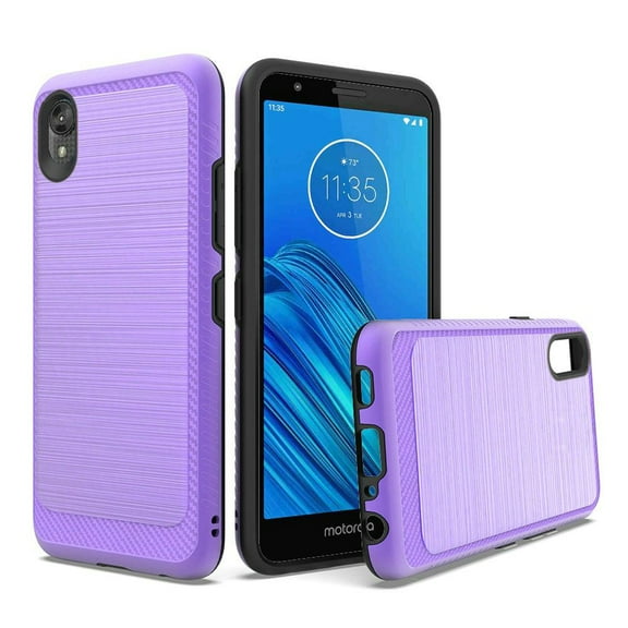 For Motorola Moto E6 Slim Brushed Hybrid With Design Edged Lining - Dark Purple