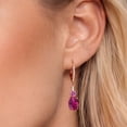 thumbnail image 3 of Gem Stone King 18K Rose Gold Plated Silver Red Created Ruby and Pink Moissanite Dangle Earrings for Women with Lab Grown Diamond (4.49 Cttw, Oval 9X7MM), 3 of 6