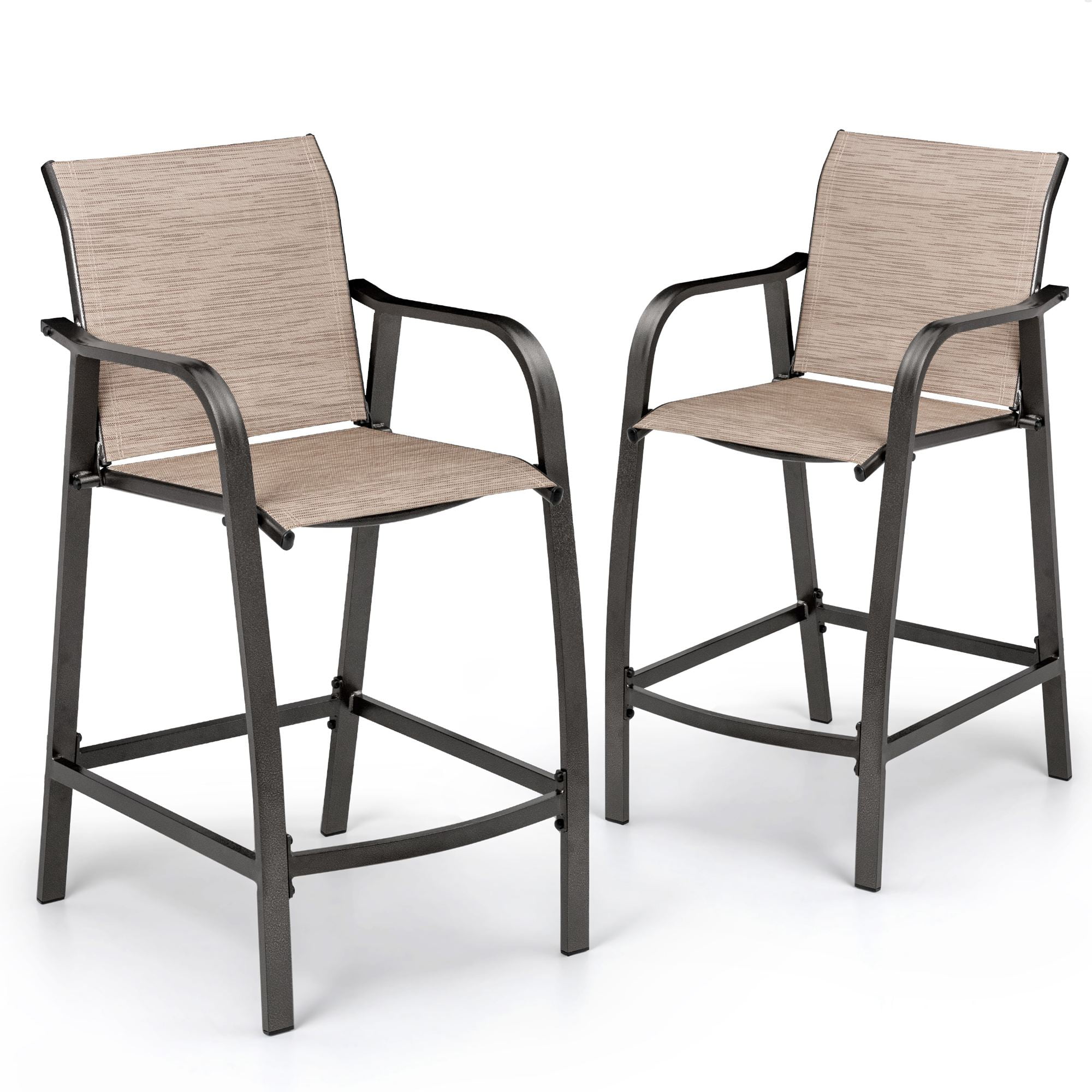 Pellebant Espresso Bar Stool Set of 2 Aluminum Outdoor Counter Height