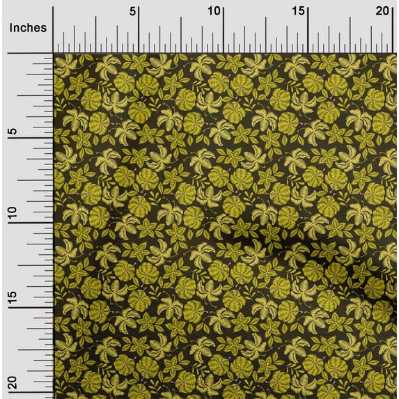 oneOone Organic Cotton Voile Fabric Leaves & Floral Artistic Print Fabric by The Yard 42 Inch Wide