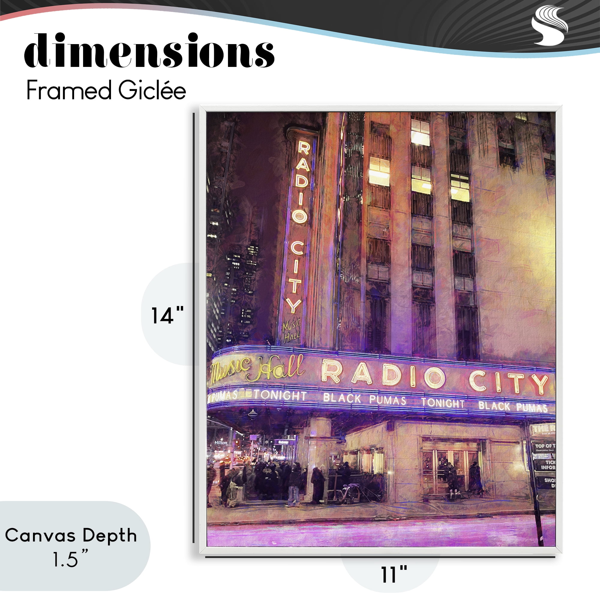 Stupell Industries Radio City Music Hall White Framed Giclee Art, design by Grotto Studios
