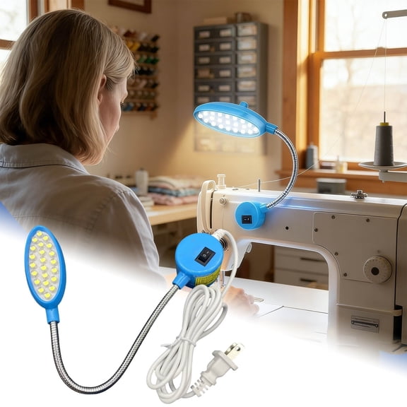 LED Sewing Machine Light with Flexible Gooseneck, Rotatable Dimmable Task Lamp with Base, Portable Work Light for Sewing, Crafting, Desk, Drill Press and Workbench