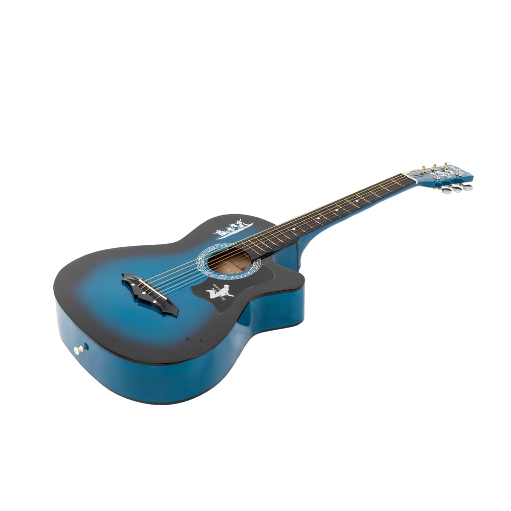 Private Jungle 38" Cutaway Guitar, Basswood Beginner Electric Guitar with Bag String Set, Blue