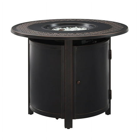 Fire Sense - Franklin Round Aluminum LPG Fire Pit - Antique Bronze
