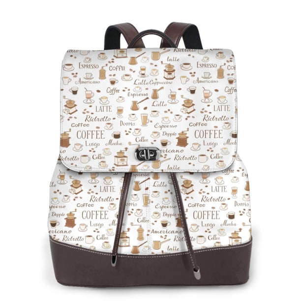 Fotbe Coffee Mochila Bolso con Estampado para Mujer, Mochila Antirrobo de Nylon Impermeable, Bolsa Ligera de Hombro