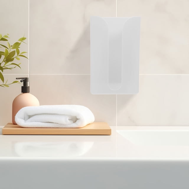 BESTYASH 2Pcs Adhesive White Wall Mounted Tissue Dispenser Paper Towel Holder for Home Use