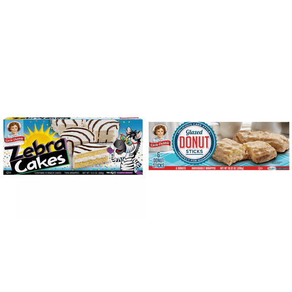 Little Debbie Zebra Cakes, 10 ct&Little Debbie Glazed Donut Sticks, 6 ct