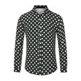 thumbnail image 5 of Unique Bargains Men's Polka Dots Print Dress Shirt Long Sleeves Casual Shirts S Black, 5 of 6