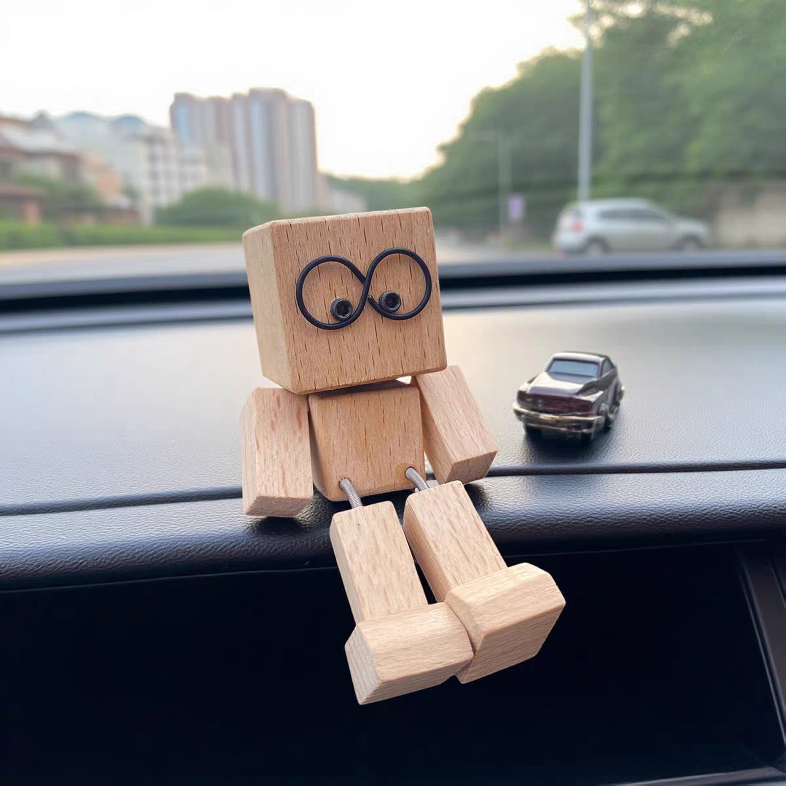 Shaking Wooden Man Figurine,Charming Little Wooden Figure That Sways with Magnetic Expressions,Portable Handmade Car Ornament Desktop Decor,Creative Gift (1PCS)